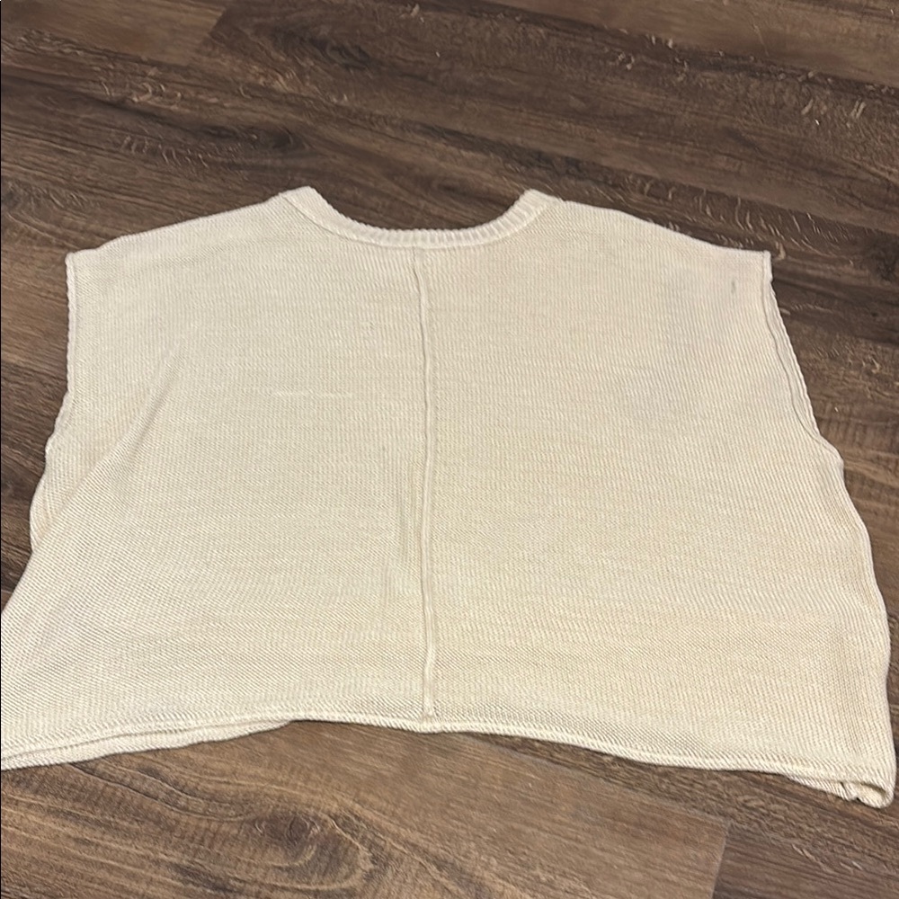 Cream Sleeveless Knit Top